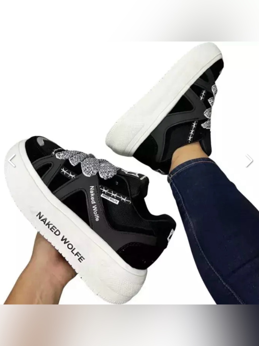 Naked Wolfe Slide Black Suede Platform Sneakers Women's Size 38 US 7.5